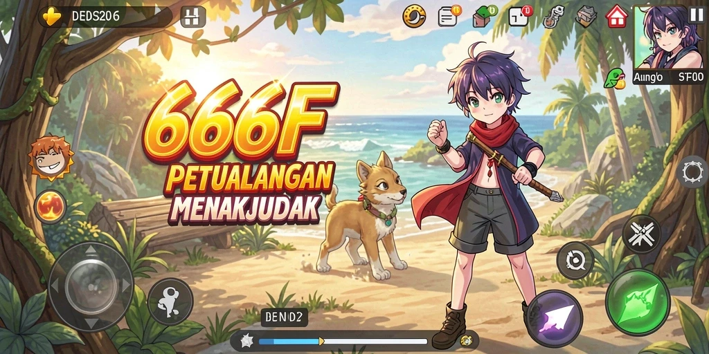 Tangkapan layar utama gameplay Anime yang menarik dari 666F.