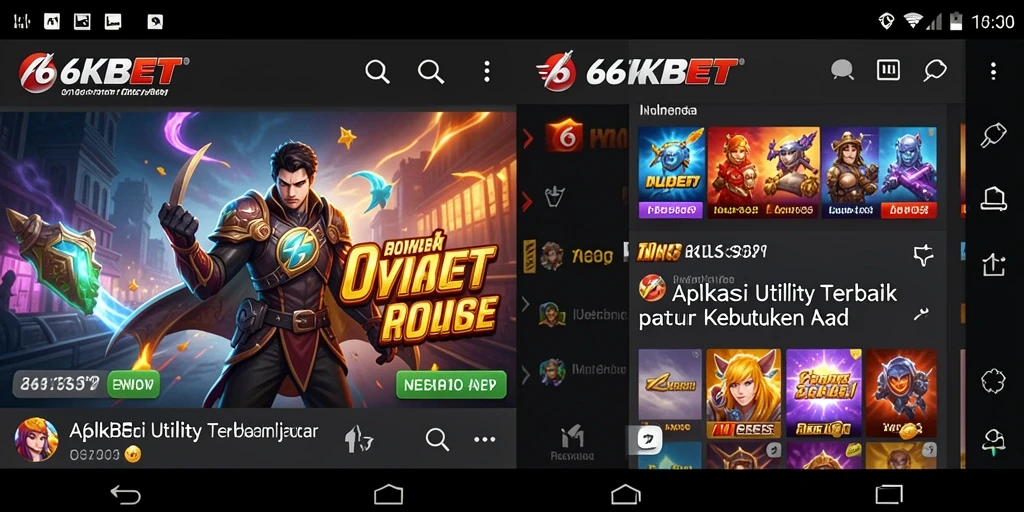 Screenshot utama dari 66KBET yang menampilkan antarmuka aplikasi Utility.
