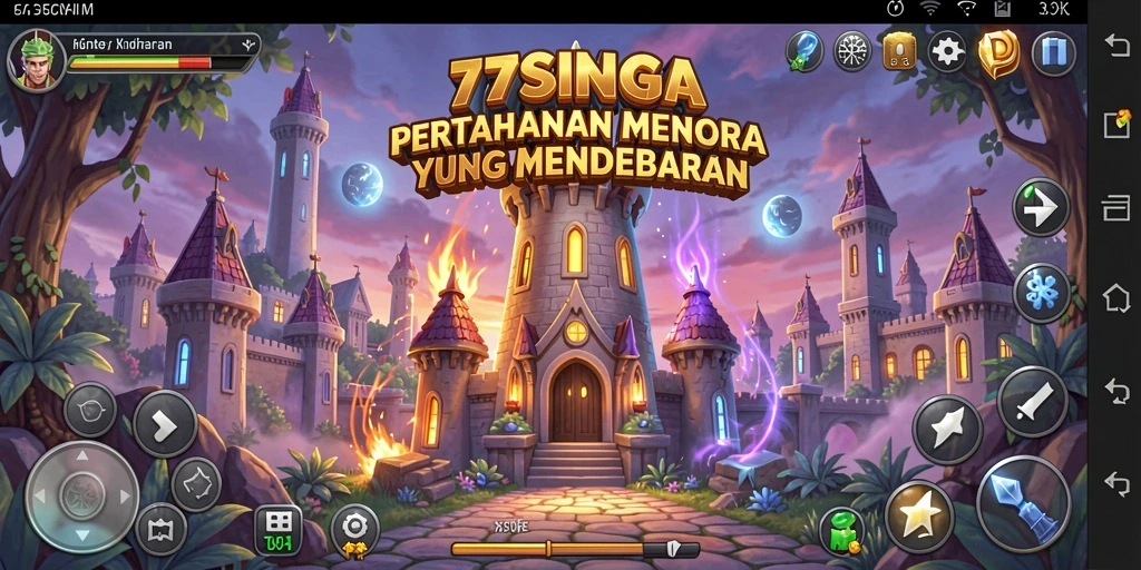 Tampilan gameplay menegangkan di Tower Defense 77SINGA.