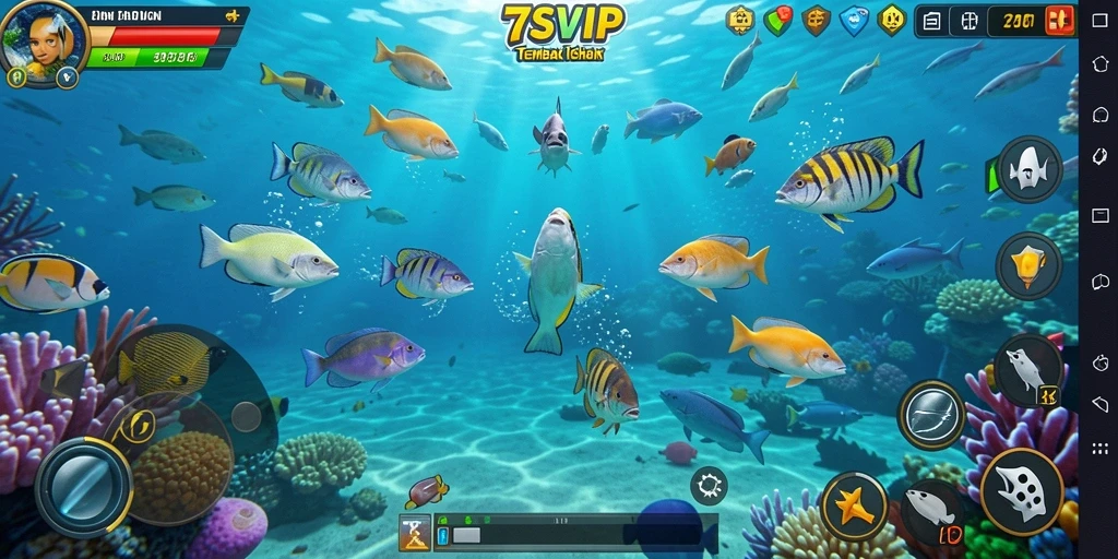 Menampilkan gameplay seru dalam permainan Tembak Ikan.