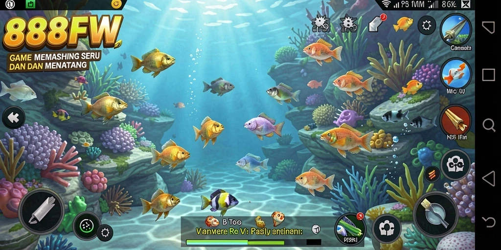 Tampilan gameplay 888FW yang menarik saat berburu ikan.
