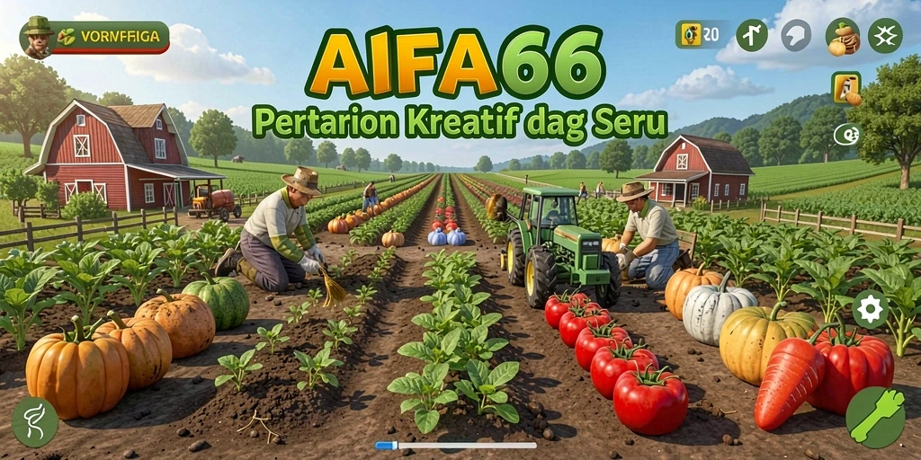 Tangkapan layar utama <strong>AIFA66</strong> menampilkan pengalaman bertani yang menarik dan penuh warna.