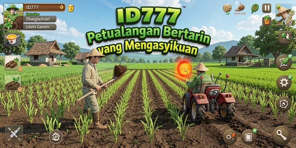 Tampilkan gameplay seru dari petualangan bertani yang menarik.