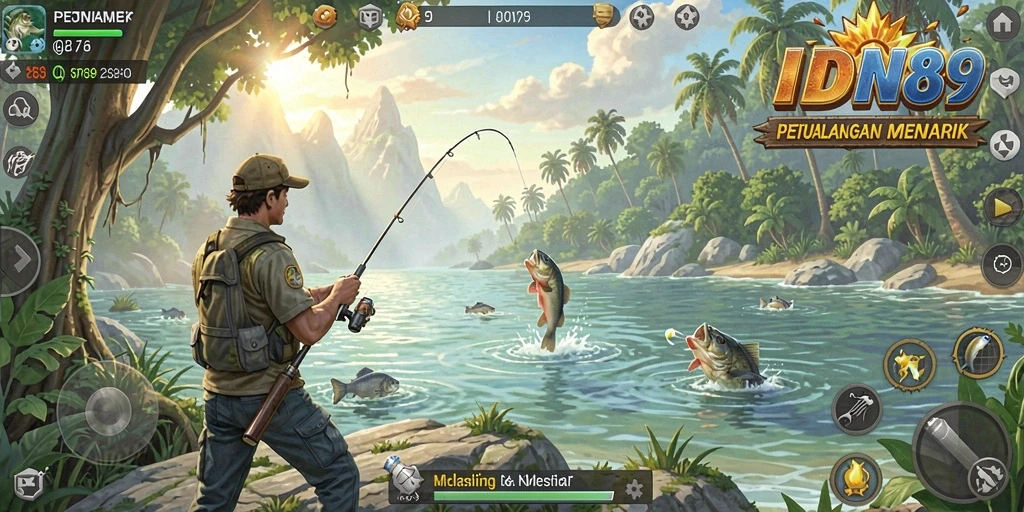 Tampilan gameplay IDN89 yang menarik saat menangkap ikan.