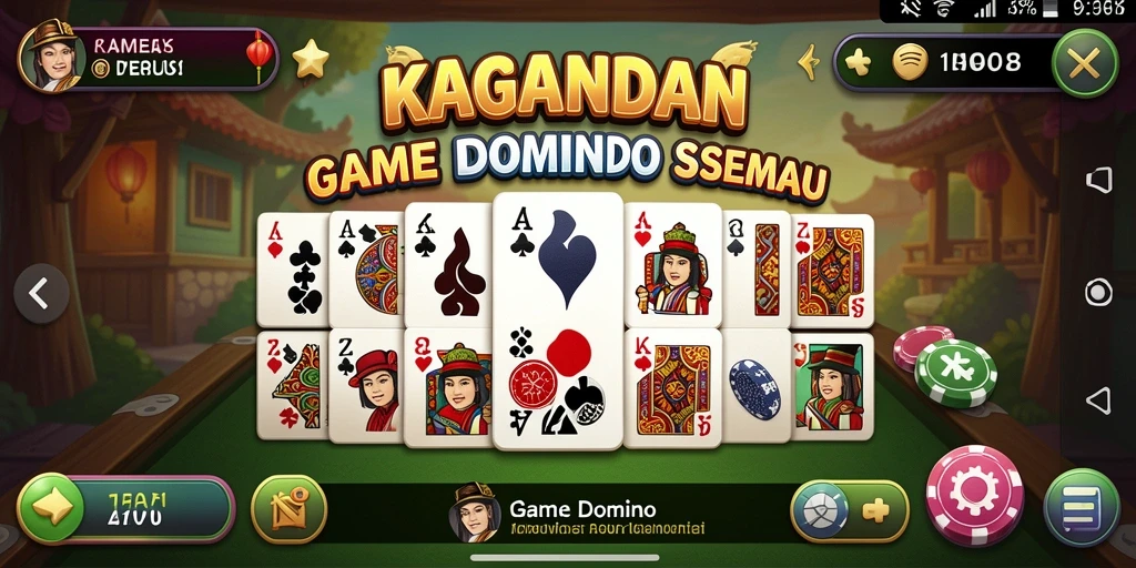 Tampilan screenshot utama KAGANDAN menampilkan aksi bermain Domino yang seru.