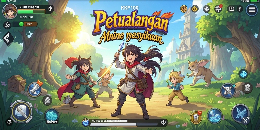 Tangkapan layar gameplay KPK100 menampilkan karakter anime yang sedang bertarung.