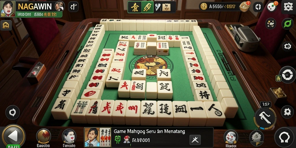 Tangkapan layar gameplay NAGAWIN menampilkan aksi seru permainan Mahjong.
