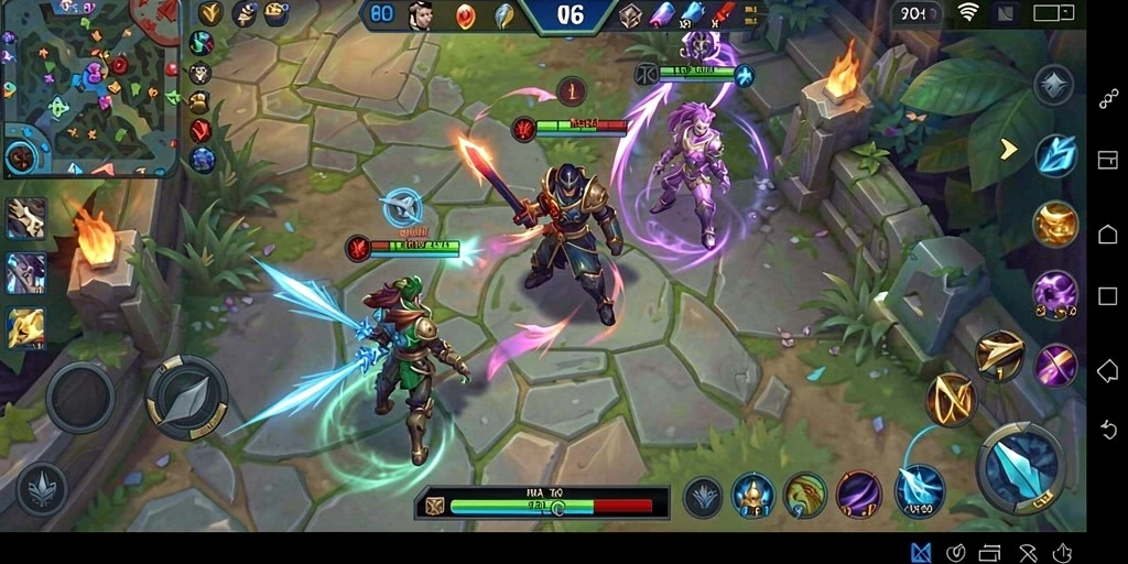 Gameplay seru dan dinamis dari QQSTAR yang menampilkan pertarungan tim.