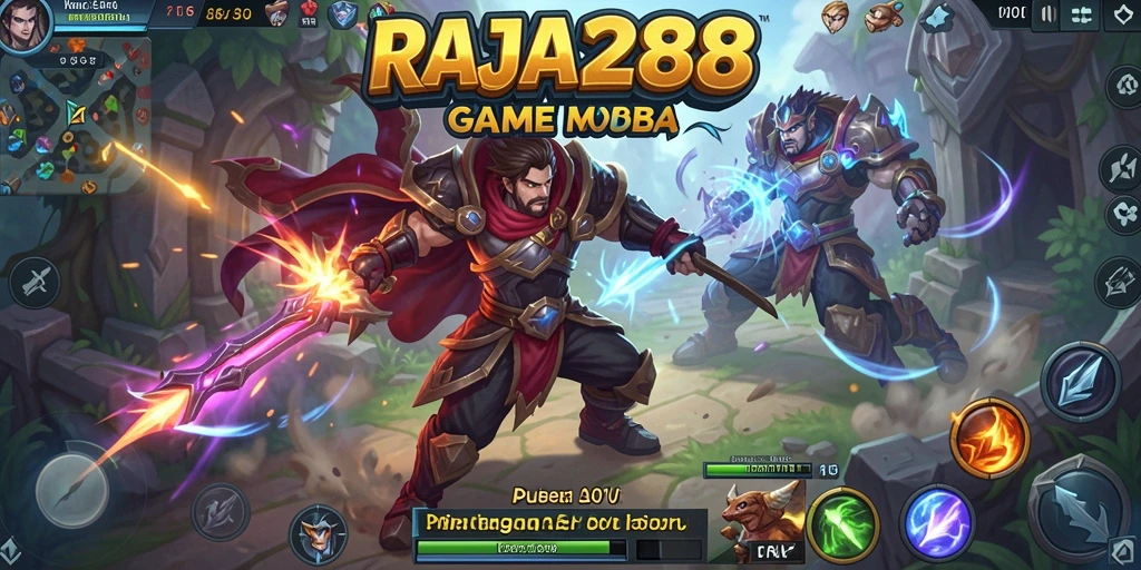 Screenshot utama RAJA288 menampilkan aksi seru dalam gameplay MOBA.