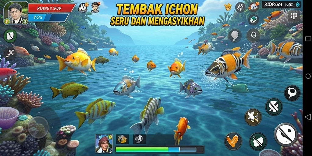 Screenshot gameplay RDI88 dengan aksi Tembak Ikan yang mendebarkan.