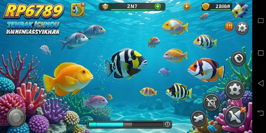Screenshot gameplay dari RP6789 menampilkan perburuan ikan yang seru.
