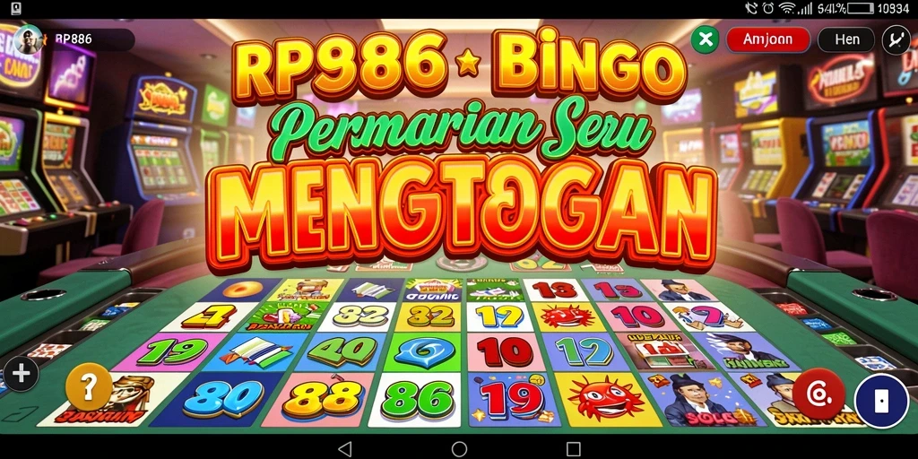 Screenshot utama RP886 menunjukkan gameplay Bingo yang seru dan interaktif.