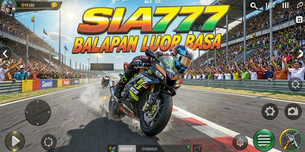 Tampilan gameplay SIA777 yang mendebarkan saat balapan motor.