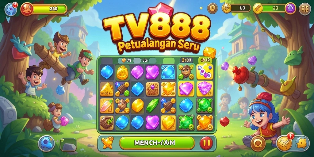 Tampilan gameplay Match-3 yang menarik di TV888.