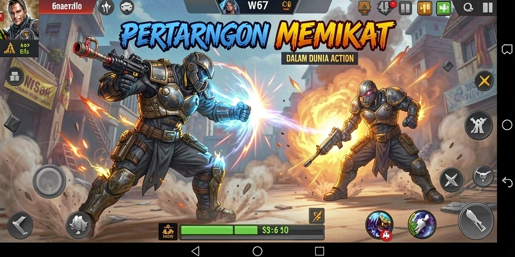 Tampilan gameplay W67 yang memacu adrenalin dan penuh aksi.
